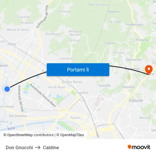 Don Gnocchi to Caldine map