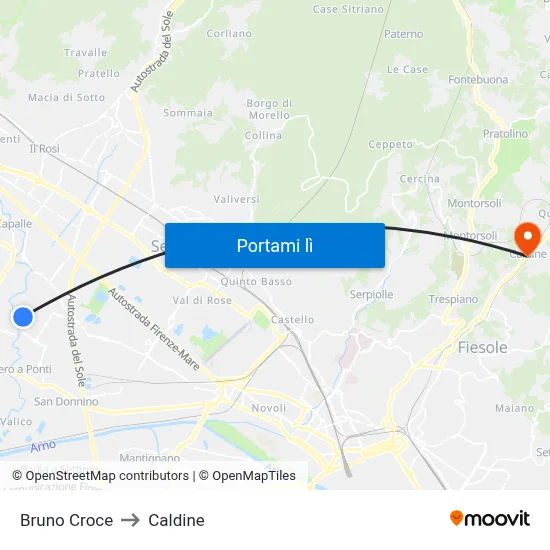 Bruno Croce to Caldine map