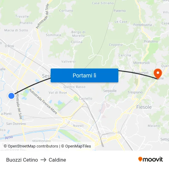 Buozzi Cetino to Caldine map