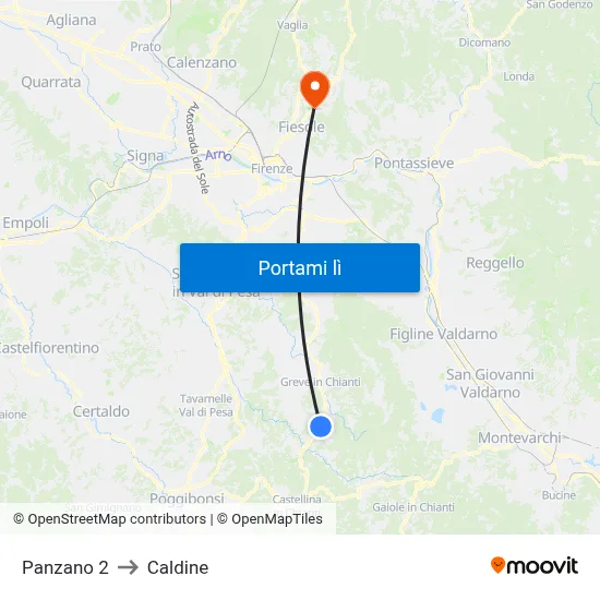 Panzano 2 to Caldine map
