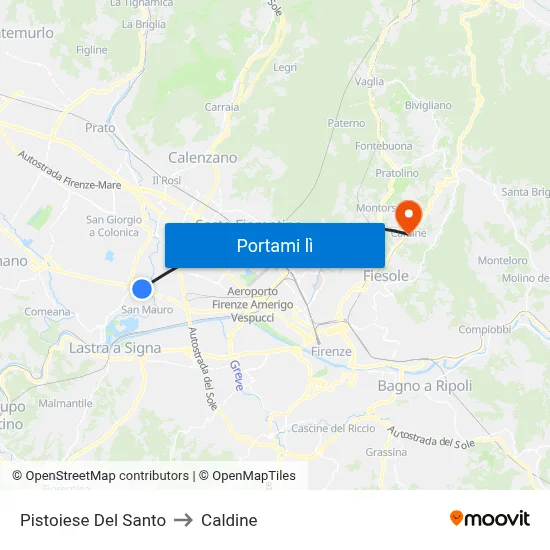 Pistoiese Del Santo to Caldine map