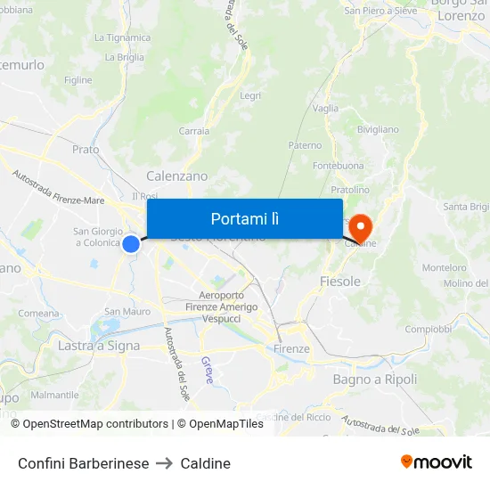 Confini Barberinese to Caldine map