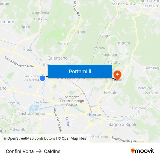 Confini Volta to Caldine map