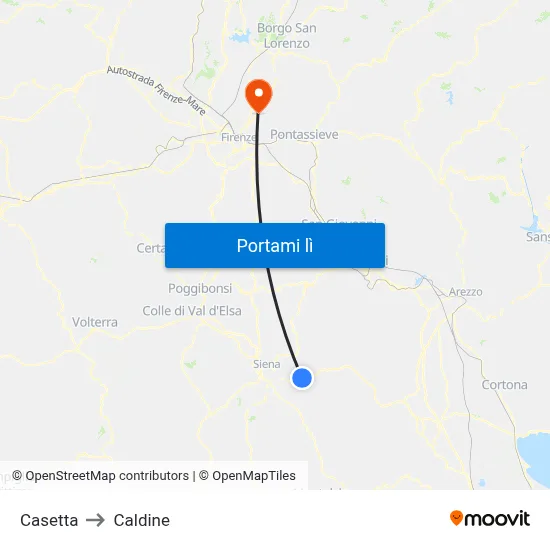 Casetta to Caldine map