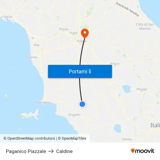 Paganico Piazzale to Caldine map