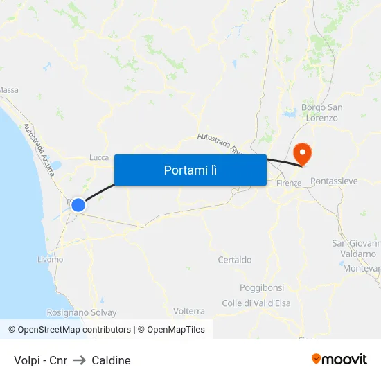 Volpi - Cnr to Caldine map