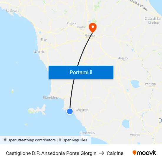 Castiglione D.P. Ansedonia Ponte Giorgin to Caldine map