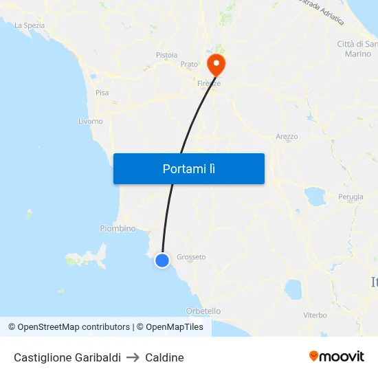 Castiglione Garibaldi to Caldine map
