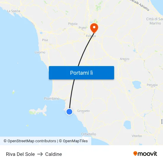 Riva Del Sole to Caldine map
