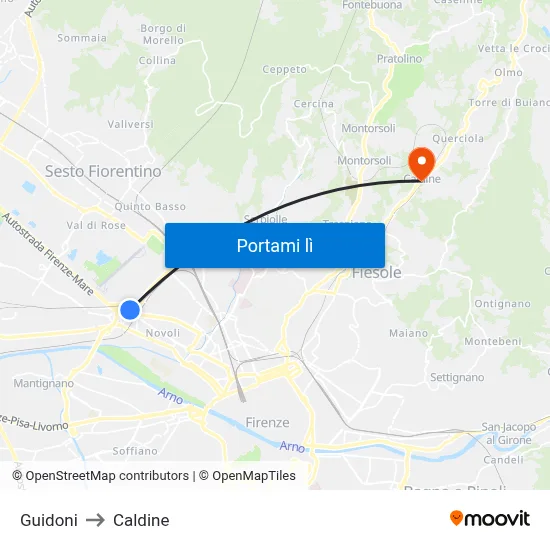Guidoni to Caldine map