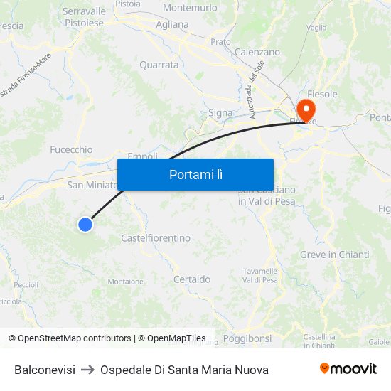Balconevisi to Ospedale Di Santa Maria Nuova map
