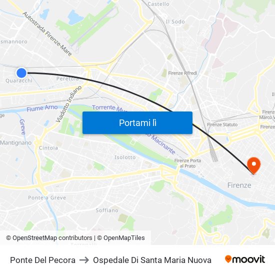 Ponte Del Pecora to Ospedale Di Santa Maria Nuova map