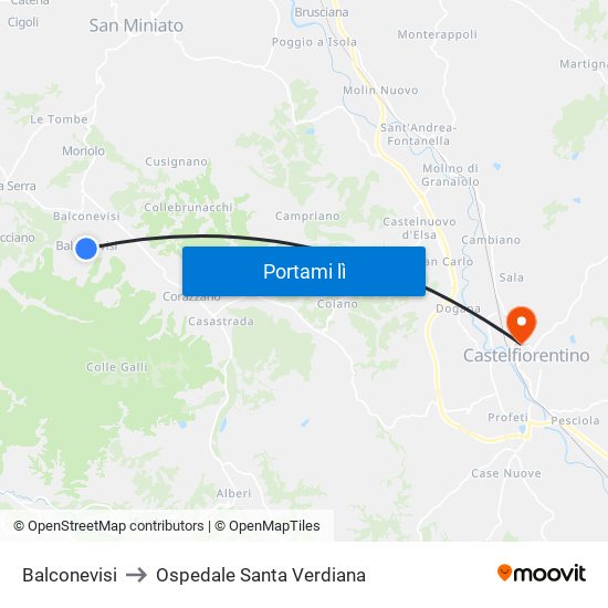 Balconevisi to Ospedale Santa Verdiana map