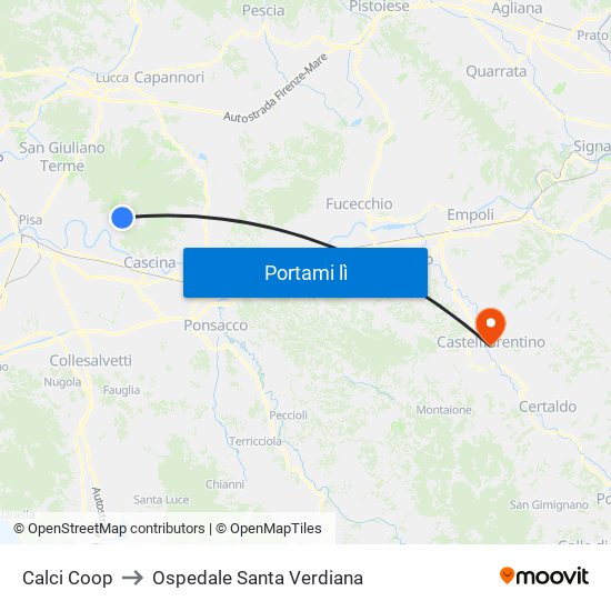 Calci Coop to Ospedale Santa Verdiana map