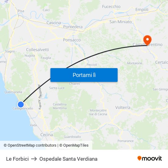 Le Forbici to Ospedale Santa Verdiana map