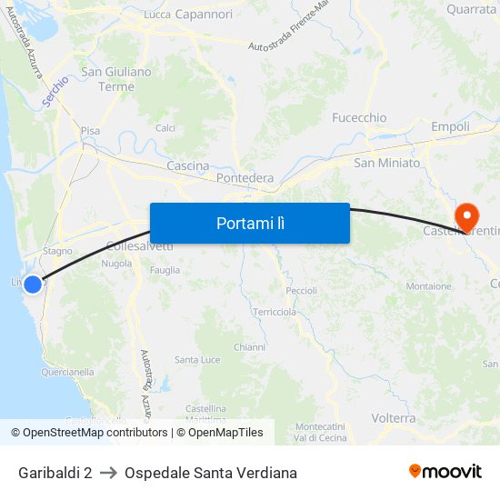 Garibaldi 2 to Ospedale Santa Verdiana map