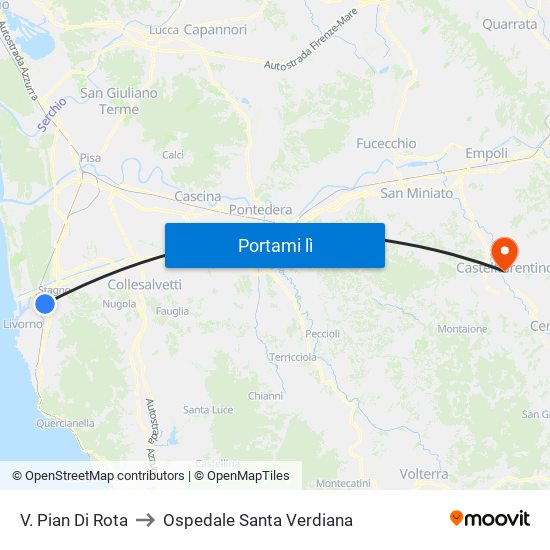 V. Pian Di Rota to Ospedale Santa Verdiana map