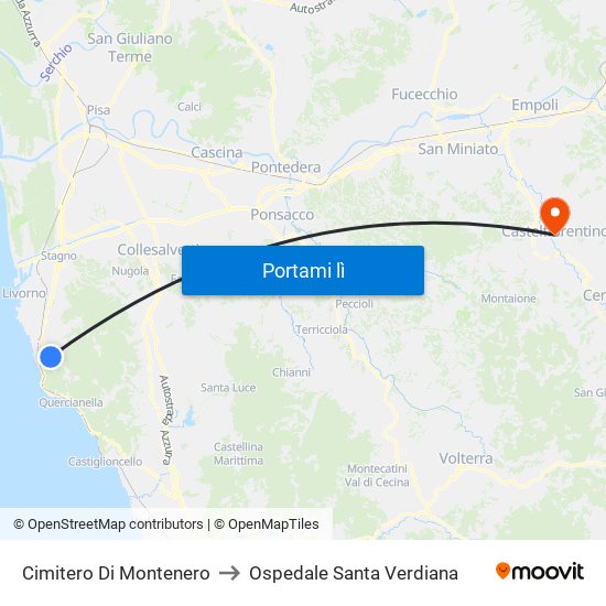 Cimitero Di Montenero to Ospedale Santa Verdiana map