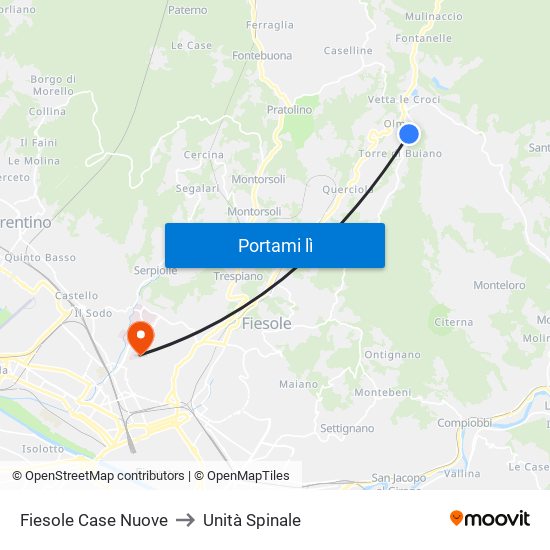 Fiesole Case Nuove to Unità Spinale map