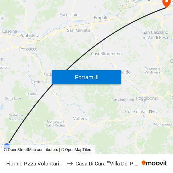 Fiorino P.Zza Volontariato to Casa Di Cura ""Villa Dei Pini"" map