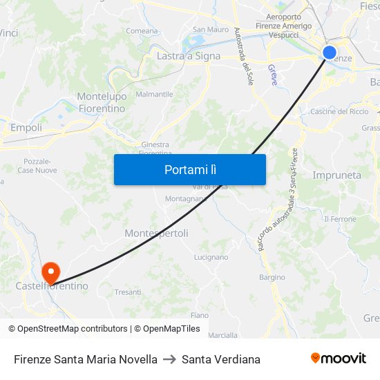Firenze Santa Maria Novella to Santa Verdiana map