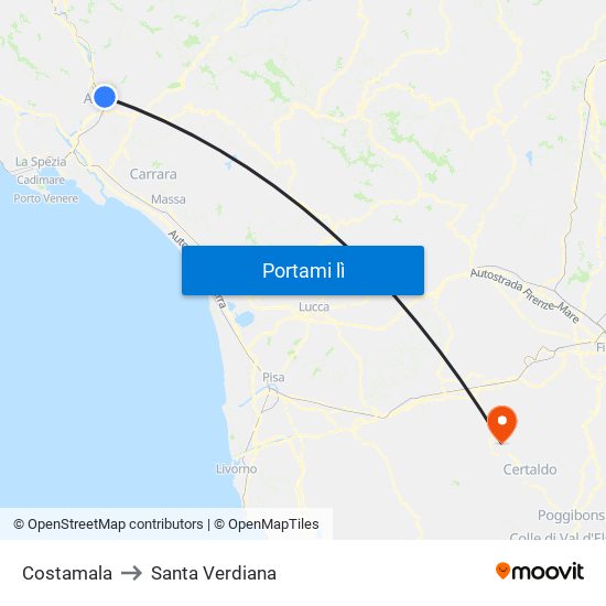 Costamala to Santa Verdiana map