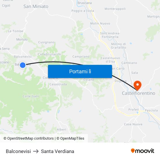 Balconevisi to Santa Verdiana map