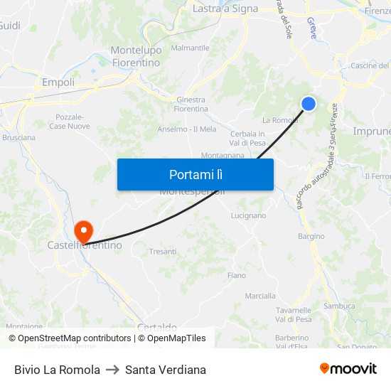 Bivio La Romola to Santa Verdiana map