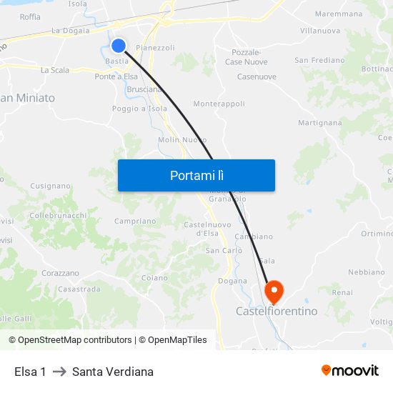 Elsa 1 to Santa Verdiana map