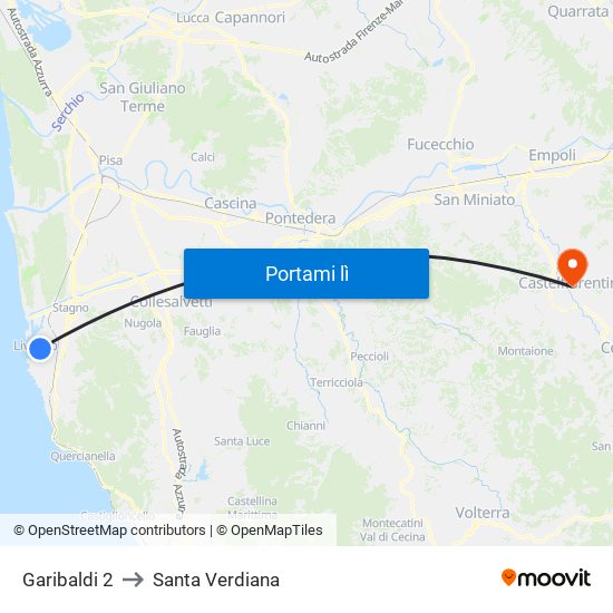 Garibaldi 2 to Santa Verdiana map