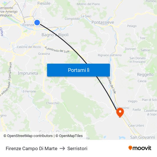 Firenze Campo Di Marte to Serristori map