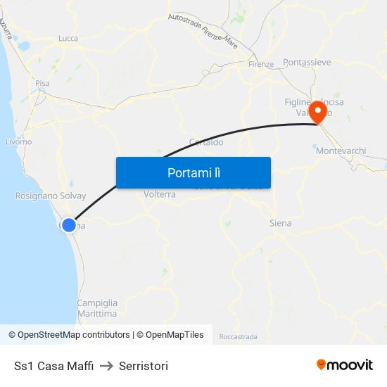 Ss1 Casa Maffi to Serristori map