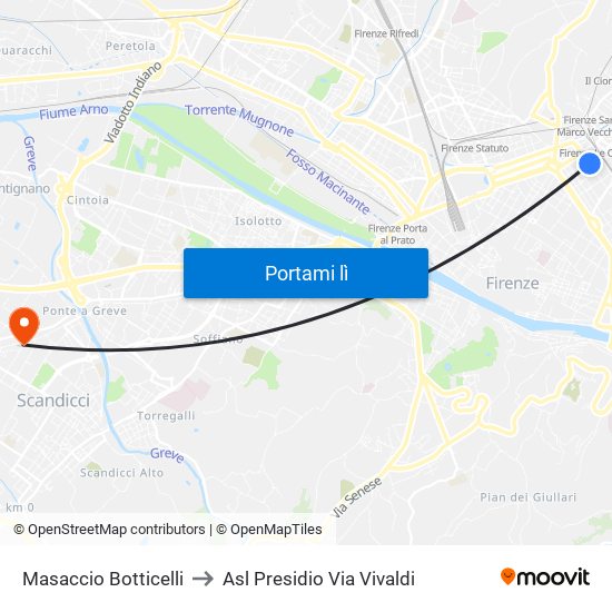 Masaccio Botticelli to Asl Presidio Via Vivaldi map