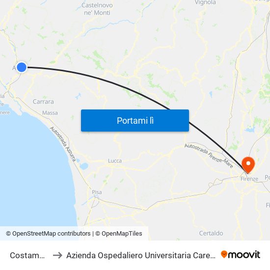 Costamala to Azienda Ospedaliero Universitaria Careggi map