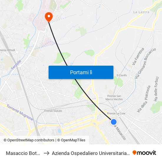 Masaccio Botticelli to Azienda Ospedaliero Universitaria Careggi map