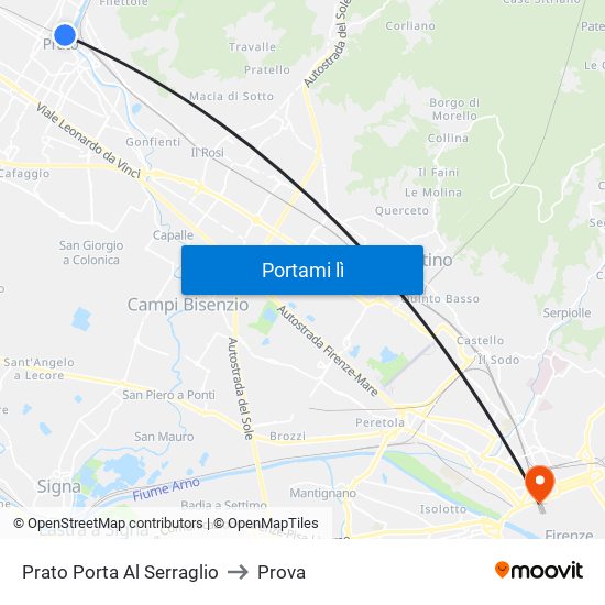 Prato Porta Al Serraglio to Prova map