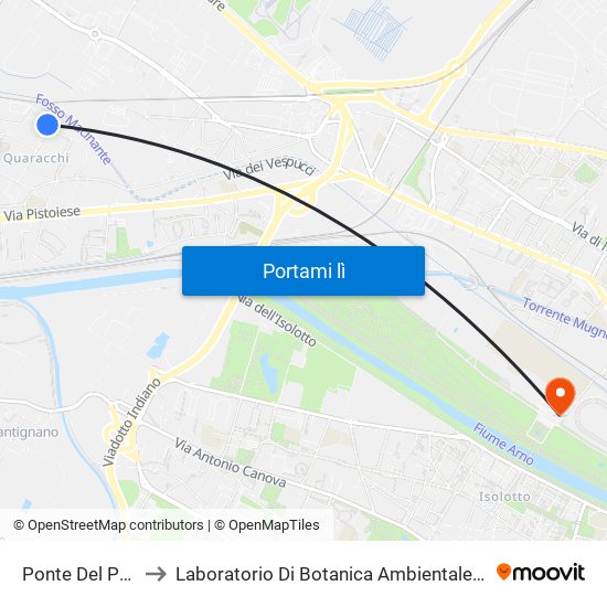 Ponte Del Pecora to Laboratorio Di Botanica Ambientale E Forestale map