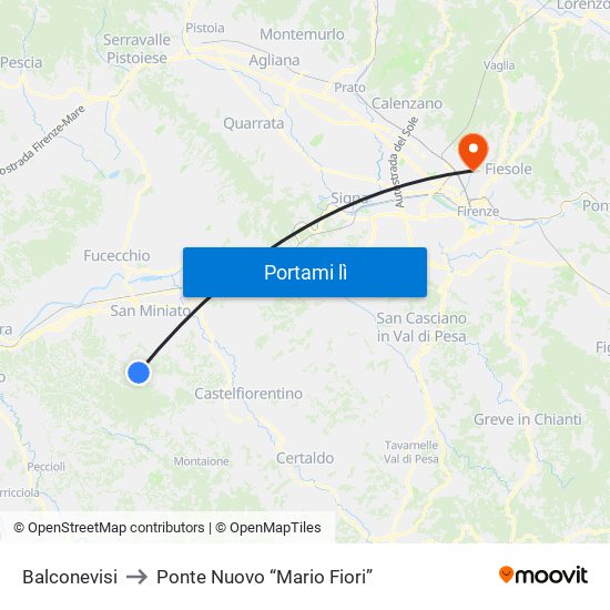 Balconevisi to Ponte Nuovo “Mario Fiori” map