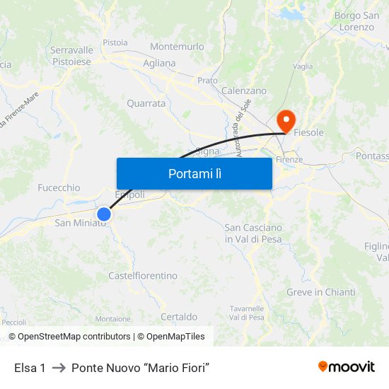 Elsa 1 to Ponte Nuovo “Mario Fiori” map