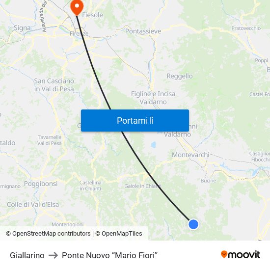 Giallarino to Ponte Nuovo “Mario Fiori” map