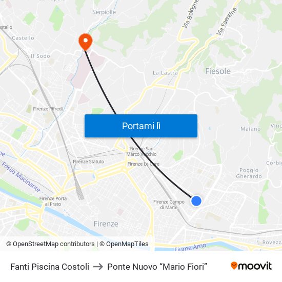 Fanti  Piscina Costoli to Ponte Nuovo “Mario Fiori” map