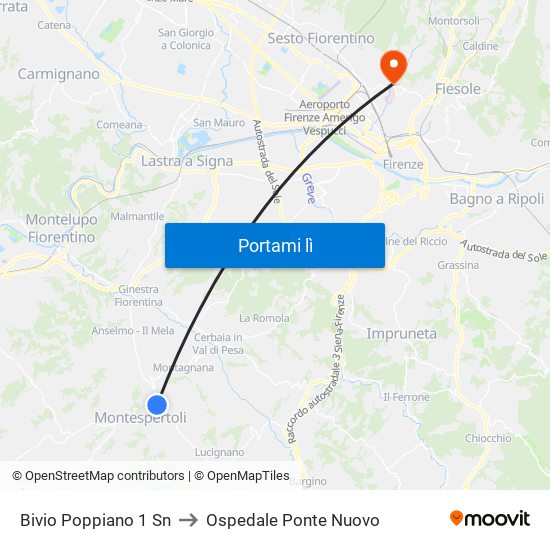 Bivio Poppiano 1                 Sn to Ospedale Ponte Nuovo map