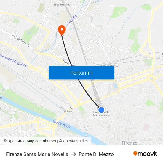 Firenze Santa Maria Novella to Ponte Di Mezzo map