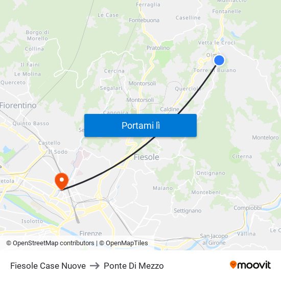 Fiesole Case Nuove to Ponte Di Mezzo map