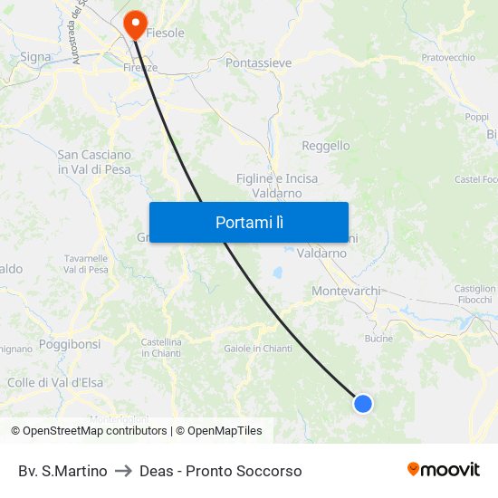 Bv. S.Martino to Deas - Pronto Soccorso map