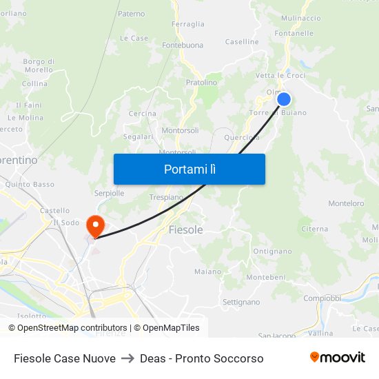 Fiesole Case Nuove to Deas - Pronto Soccorso map