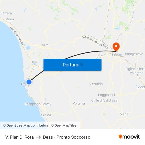 V. Pian Di Rota to Deas - Pronto Soccorso map