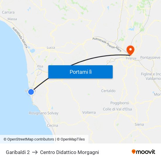 Garibaldi 2 to Centro Didattico Morgagni map