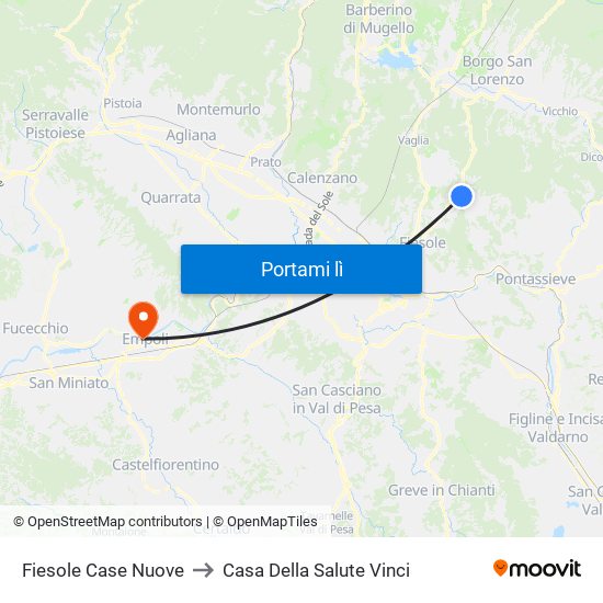 Fiesole Case Nuove to Casa Della Salute Vinci map