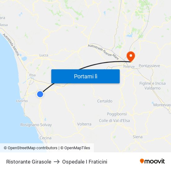 Ristorante Girasole to Ospedale I Fraticini map